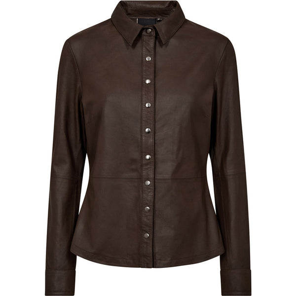 Depeche leather wear Sharon skindskjorte Shirts 015 Brown