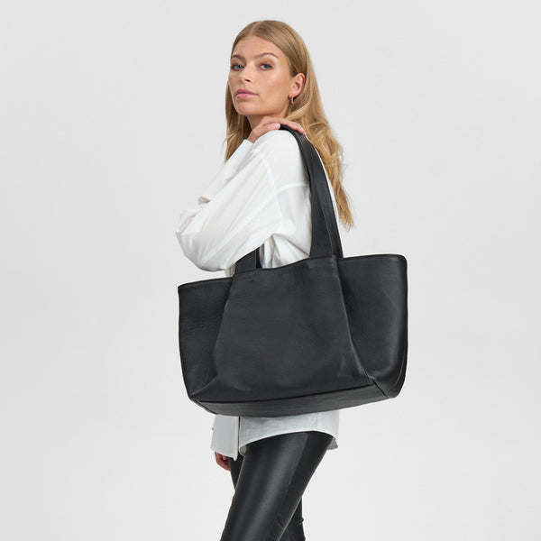 DEPECHE Shopper med leopard foer Shopper 099 Black (Nero)