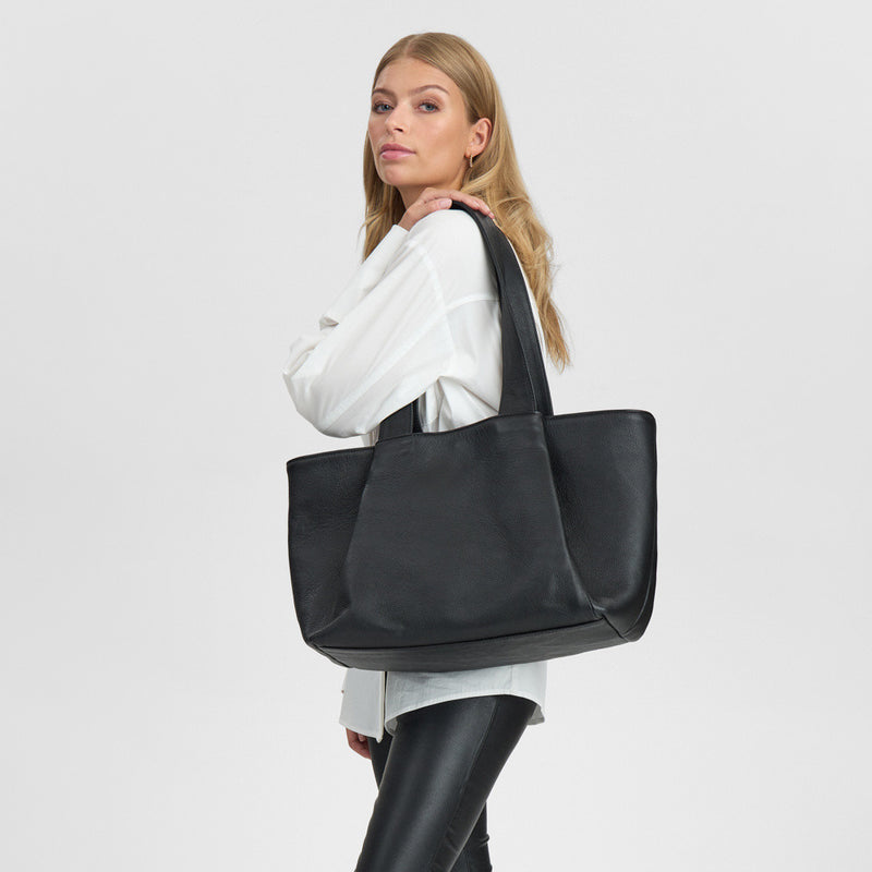 DEPECHE Shopper med leopard foer Shopper 099 Black (Nero)
