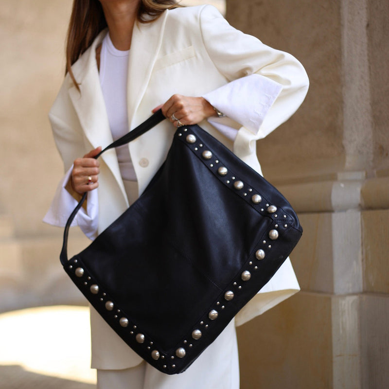 DEPECHE Shopper med nitter Shopper 099 Black (Nero)