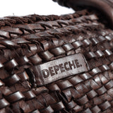 DEPECHE Shopper skindtaske dekoreret med flet Shopper 008 Chocolate