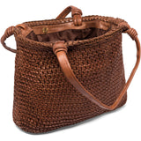 DEPECHE Shopper skindtaske dekoreret med flet Shopper 225 Mid tan