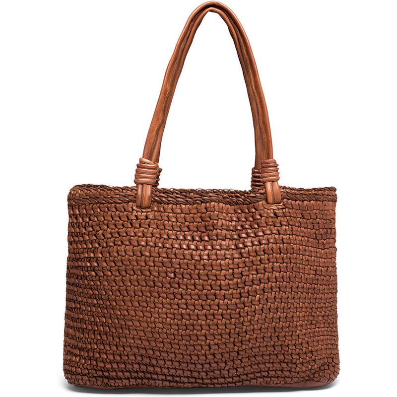 DEPECHE Shopper skindtaske dekoreret med flet Shopper 225 Mid tan