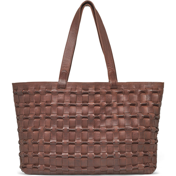 DEPECHE Skind shopper med det fineste håndflet Shopper 263 Choco brown