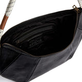 DEPECHE Skind skuldertaske med boho rebrem Shoulderbag / Handbag 099 Black