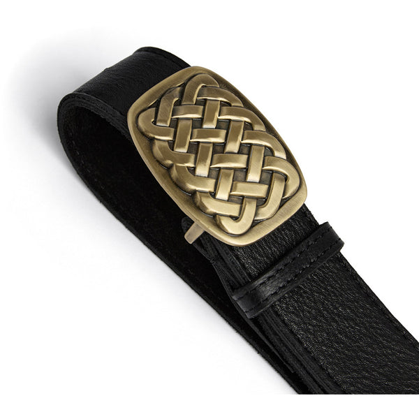 DEPECHE Skindbælte med fletspænde Belts 154 Black/Brass