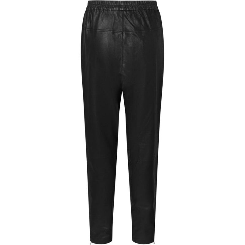 Depeche leather wear Skindbukser med elastik i taljen Pants 099 Black (Nero)