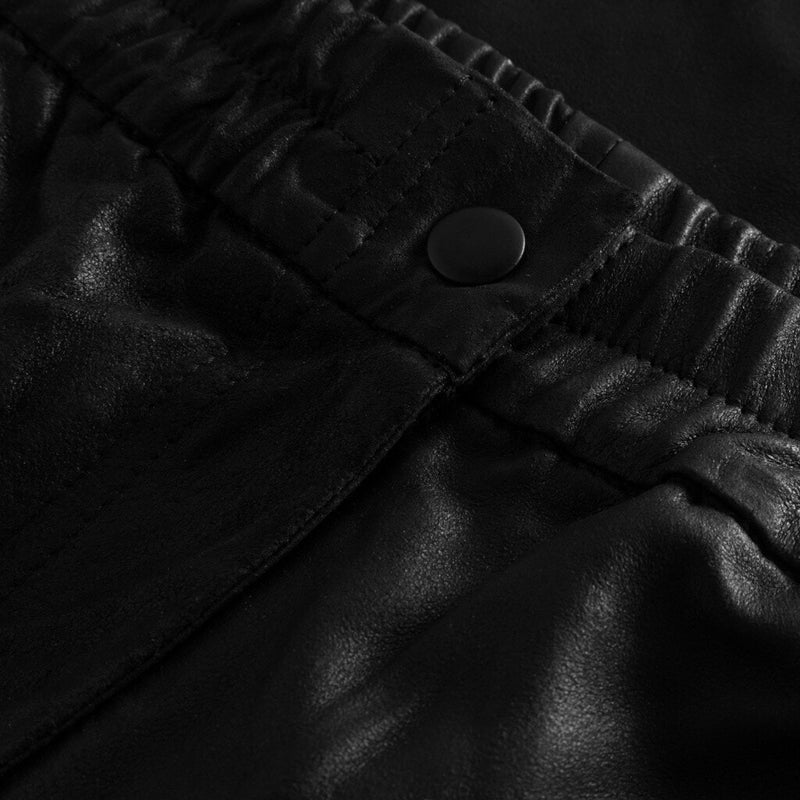 Depeche leather wear Skindbukser med elastik i taljen Pants 099 Black (Nero)