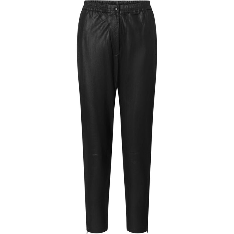 Depeche leather wear Skindbukser med elastik i taljen Pants 099 Black (Nero)