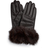 DEPECHE Skindhandsker med faux fur Gloves 008 Chocolate
