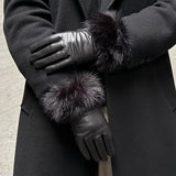DEPECHE Skindhandsker med faux fur Gloves 099 Black