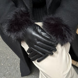 DEPECHE Skindhandsker med faux fur Gloves 099 Black