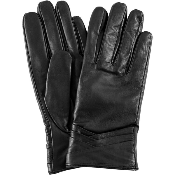 DEPECHE Skindhandsker med smuk folde detalje Gloves 099 Black (Nero)