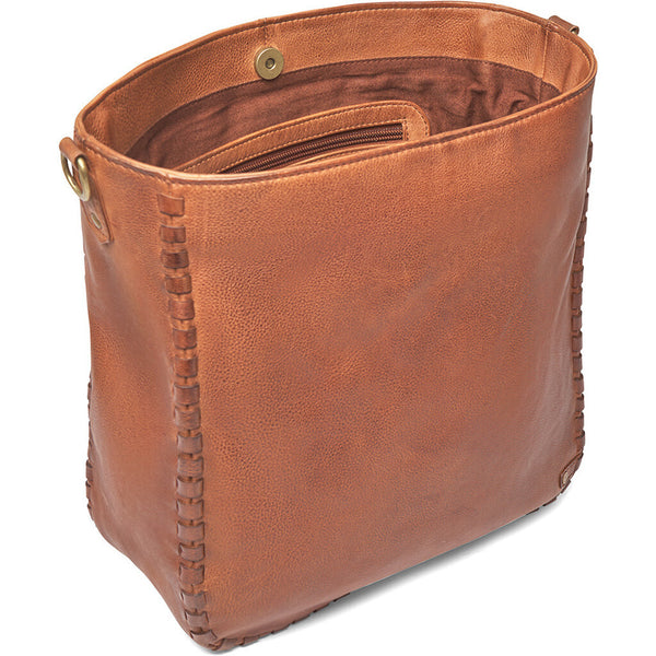 DEPECHE Skuldertaske dekoreret med fine kantsyninger Shoulderbag / Handbag 014 Cognac