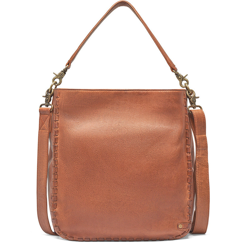 DEPECHE Skuldertaske dekoreret med fine kantsyninger Shoulderbag / Handbag 014 Cognac