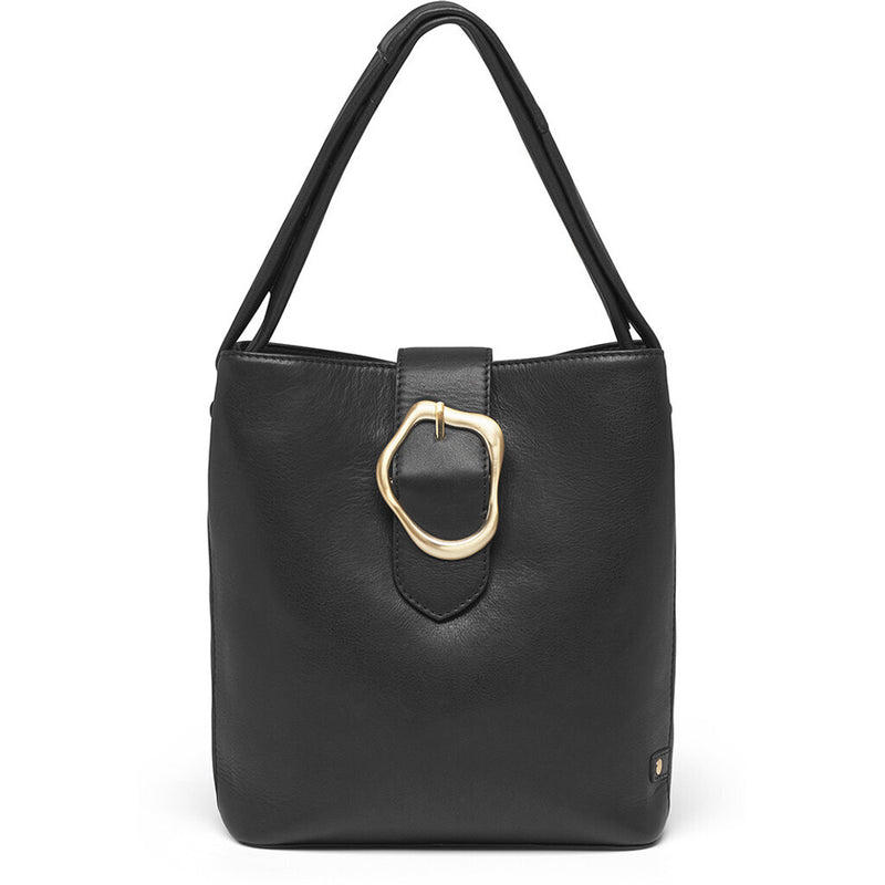 DEPECHE Skuldertaske/ håndtaske med guldfarvet spænde Shoulderbag / Handbag 099 Black (Nero)