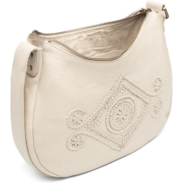 DEPECHE Skuldertaske i skind med smukt bohemian mønster Shoulderbag / Handbag 202 Vanilla