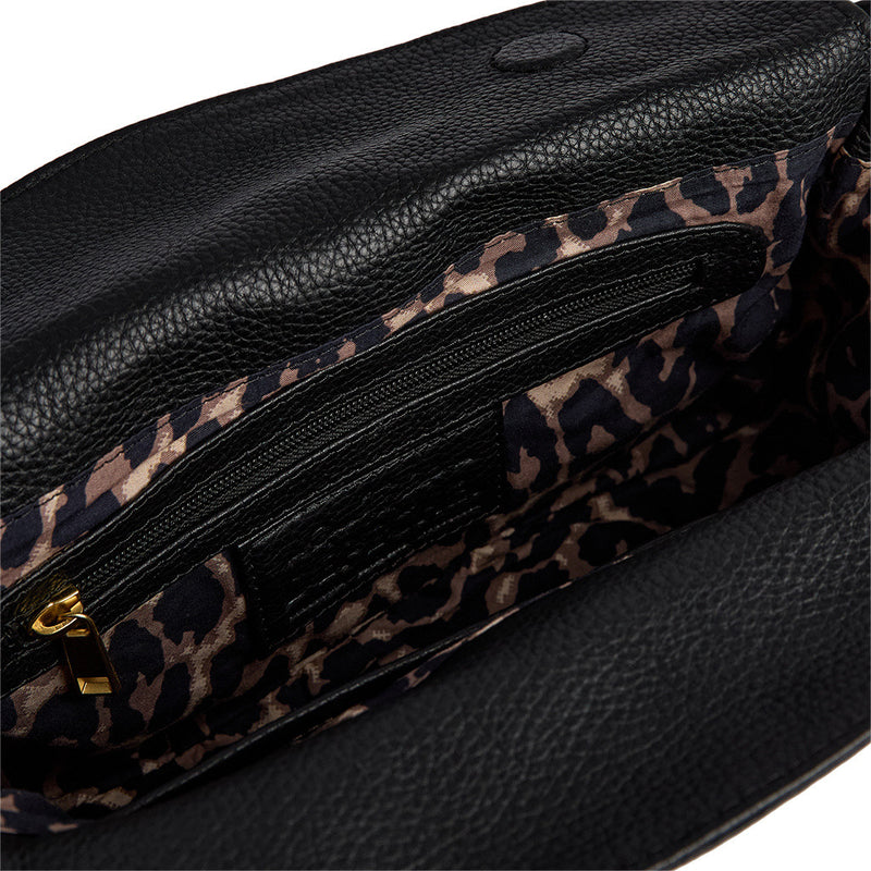 DEPECHE Skuldertaske med leopard foer Shoulderbag / Handbag 099 Black (Nero)