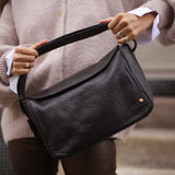 DEPECHE Skuldertaske med leopard foer Shoulderbag / Handbag 161 Dark brown