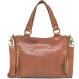 DEPECHE Skuldertaske med smukke gyldne nitter Shoulderbag / Handbag 005 Vintage cognac