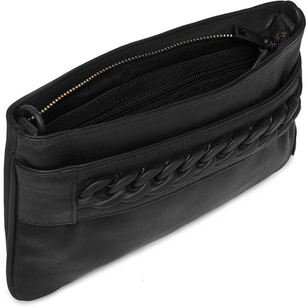 DEPECHE Small bag/ Clutch i skind dekoreret med metalkæde Small bag / Clutch 226 Black / Black