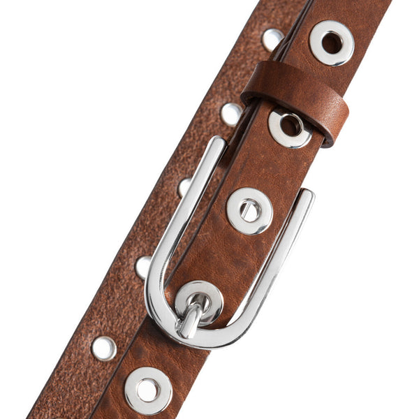 DEPECHE Smalt bælte med cool detaljer Belts 146 Brown/Silver