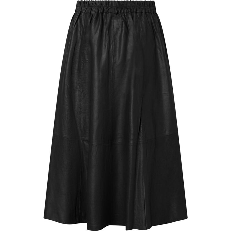 Depeche leather wear Smuk Elinor lædernederdel med elastik på bagsiden Skirts 099 Black (Nero)
