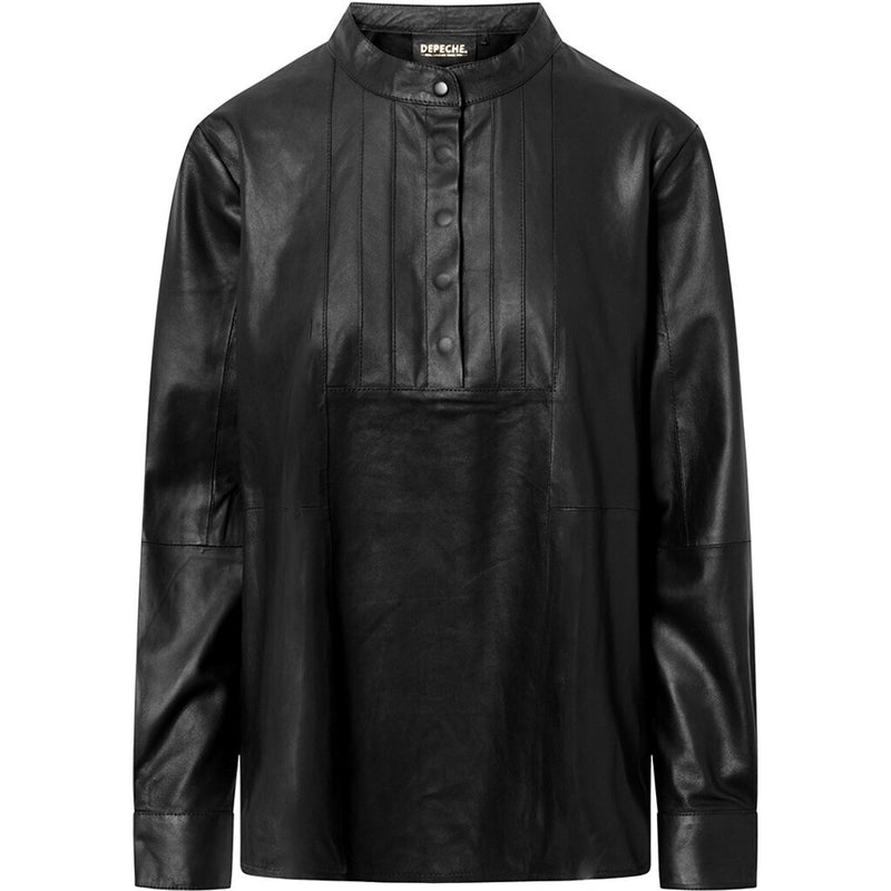 Depeche leather wear Smuk LS Tona skindbluse i blød kvalitet Blouse 099 Black (Nero)