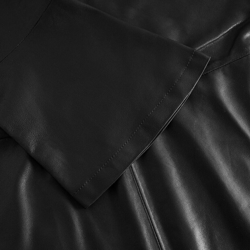 Depeche leather wear Smuk Raja knælang skindkjole Dresses 099 Black (Nero)