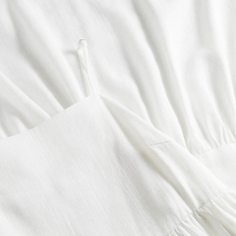 Depeche Clothing Smuk Tara stropkjole i lækker hør kvalitet Dresses 001 White