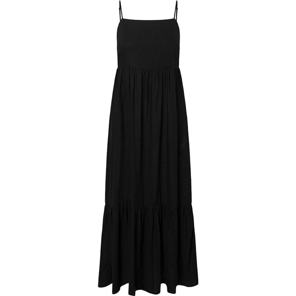 Depeche Clothing Smuk Tara stropkjole i lækker hør kvalitet Dresses 099 Black (Nero)