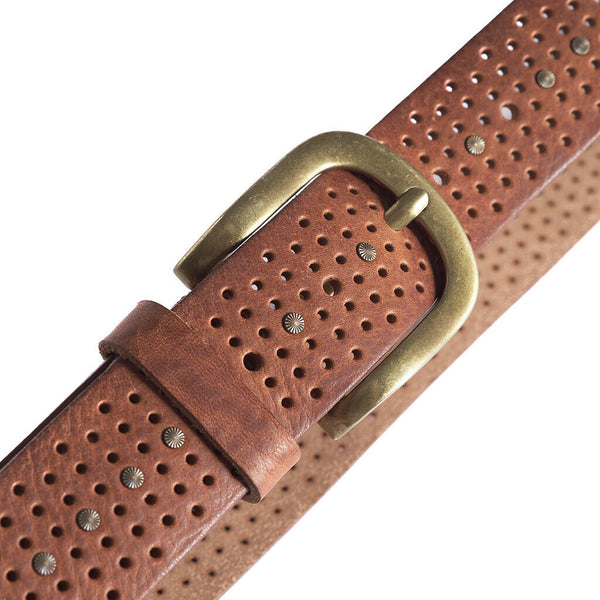 DEPECHE Smuk bælte med nitter Belts 040 Dark cognac