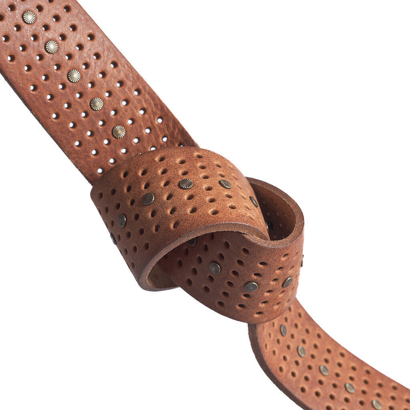 DEPECHE Smuk bælte med nitter Belts 040 Dark cognac