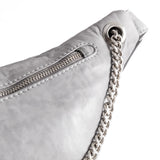 DEPECHE Smuk læder bumbag med kæde detalje Bumbag 021 Grey (Cenere)