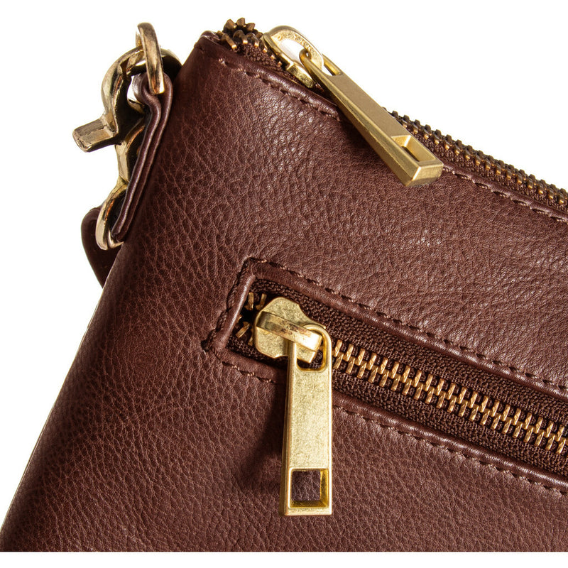 DEPECHE Smuk læder clutch dekoreret med guldfarvede lynlåse Small bag / Clutch 133 Brandy