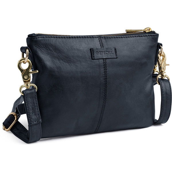 DEPECHE Smuk læder clutch dekoreret med guldfarvede lynlåse Small bag / Clutch 285 Midnight Blue