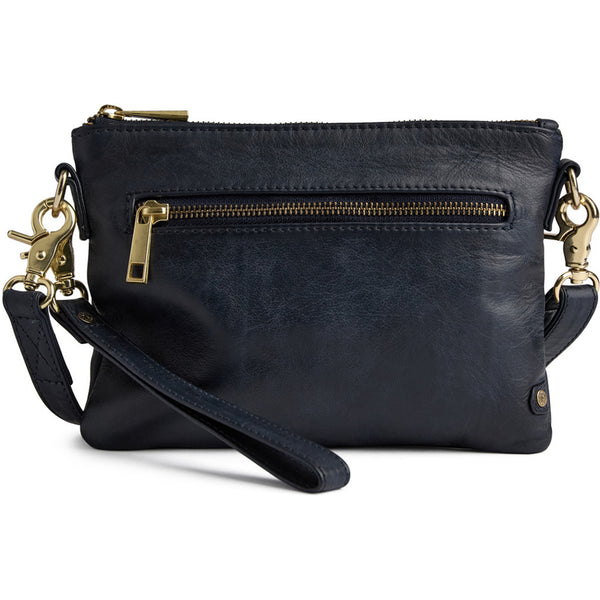 DEPECHE Smuk læder clutch dekoreret med guldfarvede lynlåse Small bag / Clutch 285 Midnight Blue