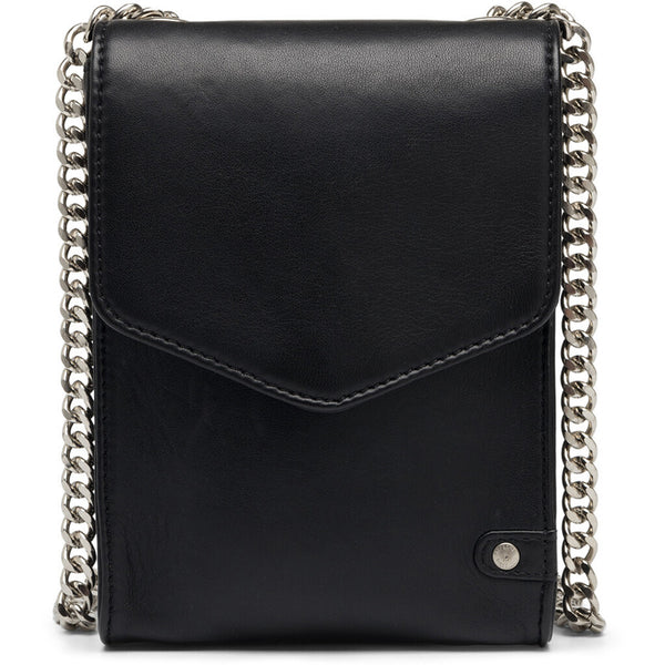 DEPECHE Smuk læder mobiltaske med kæderem Mobilebag 099 Black (Nero)