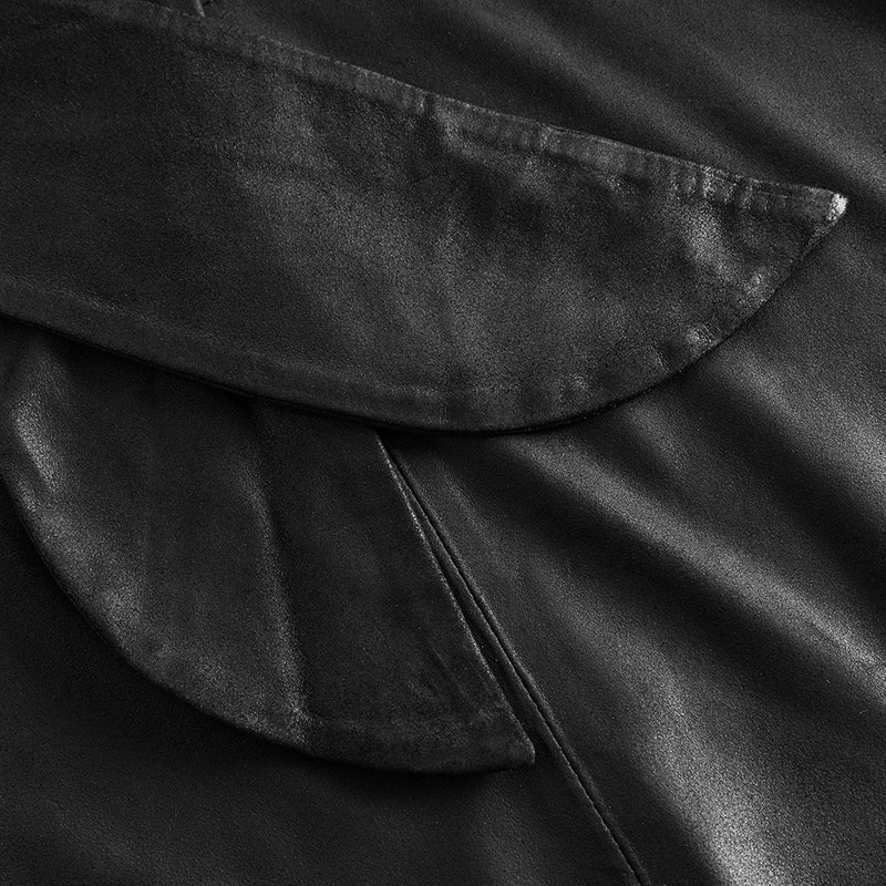 Depeche leather wear Smuk læder top med binde detalje Tops 099 Black (Nero)