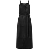 Depeche leather wear Smuk læderkjole med taljebælte Dresses 099 Black (Nero)