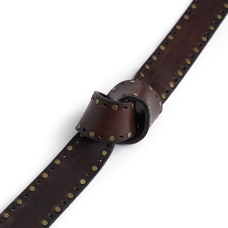 DEPECHE Smukt læderbælte med fine detaljer Belts 161 Dark brown