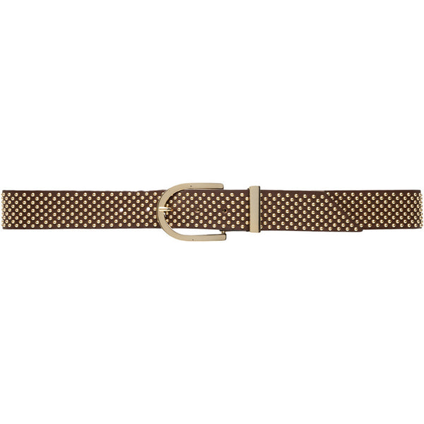 DEPECHE Smukt læderbælte med nitter Belts 161 Dark brown
