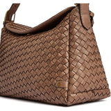 DEPECHE Sofya crossover i håndflettet kalveskind Cross over 250 Dark Taupe