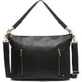 DEPECHE Stor lædertaske i blød kvalitet dekoreret med lynlåse Shoulderbag / Handbag 099 Black (Nero)