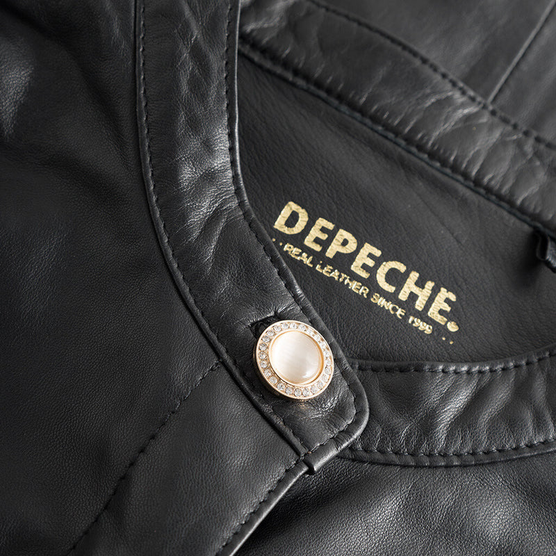 Depeche leather wear Tamie LS regular fitting skindskjorte Shirts 099 Black (Nero)