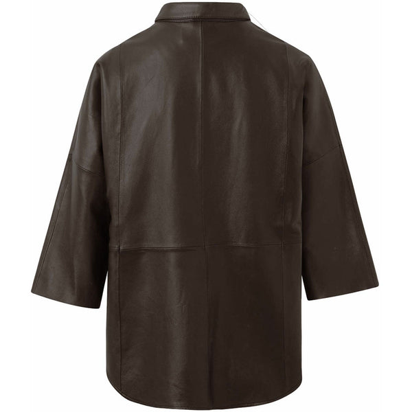 Depeche leather wear Tenna løstsiddende skindkjorte Shirts 015 Brown