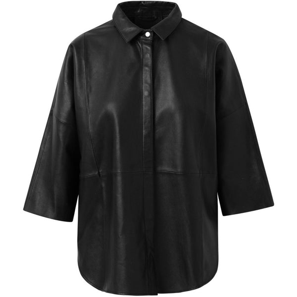 Depeche leather wear Tenna oversized / løstsiddende skindskjorte Tops 099 Black (Nero)