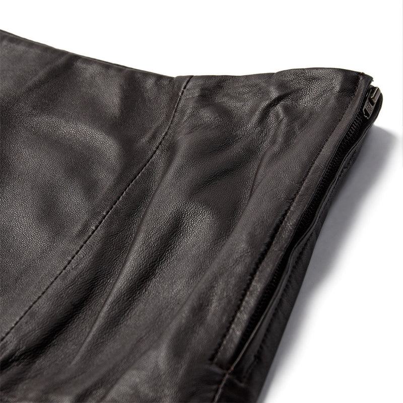 Depeche leather wear Tidløs Marly nederdel Skirts 008 Chocolate