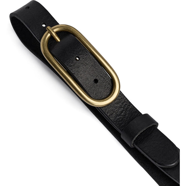 DEPECHE Tidsløs smalt bælte i lækker skindkvalitet Belts 154 Black/Brass