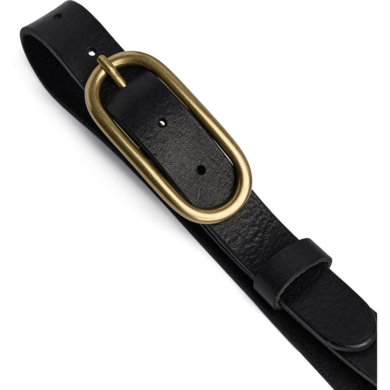 DEPECHE Tidsløs smalt bælte i lækker skindkvalitet Belts 154 Black/Brass